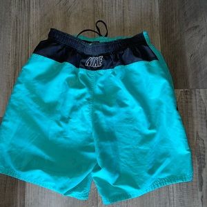 Vtg NIKE blue teal swimsuit Trunks shorts L